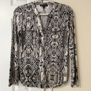 INC International Concepts- Black,White, Grey Snakeskin Blouse